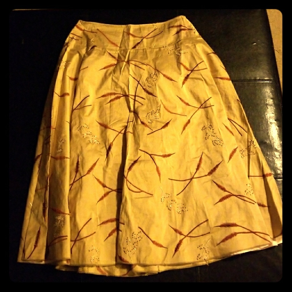 Lena Medoyeff Gold Silk Maxi Skirt LIKE NEW